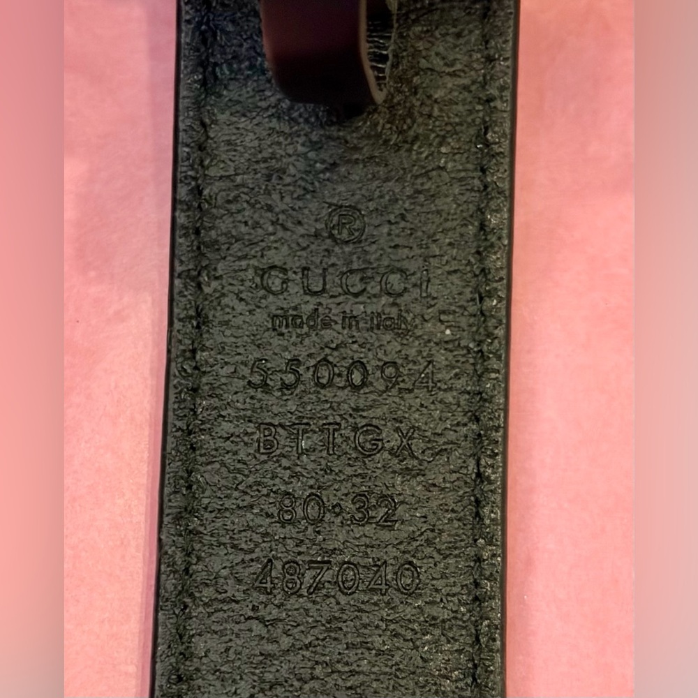 GUCCI Black Leather Double G Buckle Studded Belt Accents and Bat Detail🔥 EUC!! - Picture 2 of 16